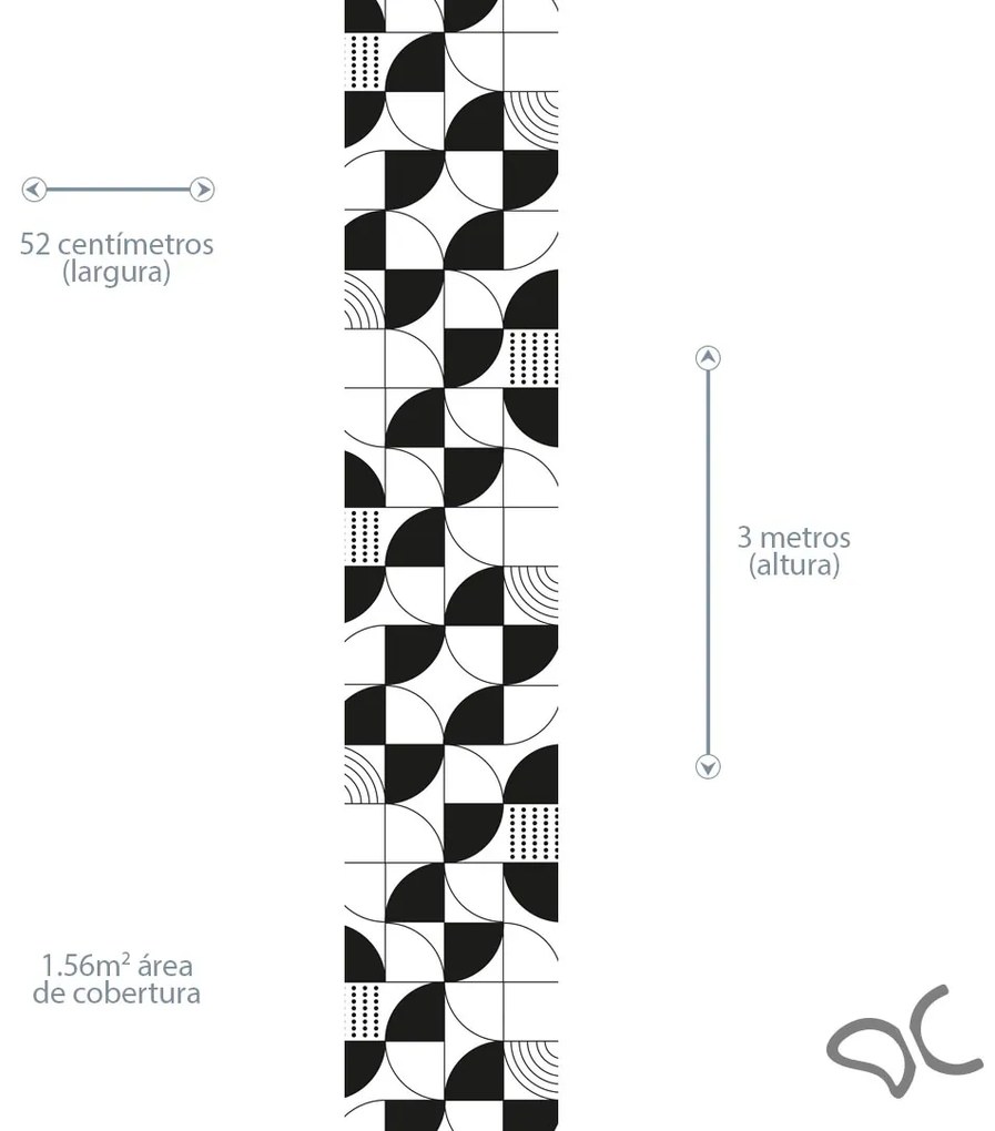 Papel de Parede Formas Geométricas Preta e Branca