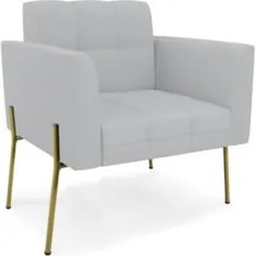 Poltrona Para Sala Pé Metal Dourado Kit 2 Ana Linho Cinza - Ibiza