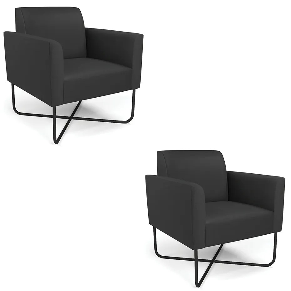 Kit 2 Poltronas Base X Industrial Preto Marisa Corino - Preto