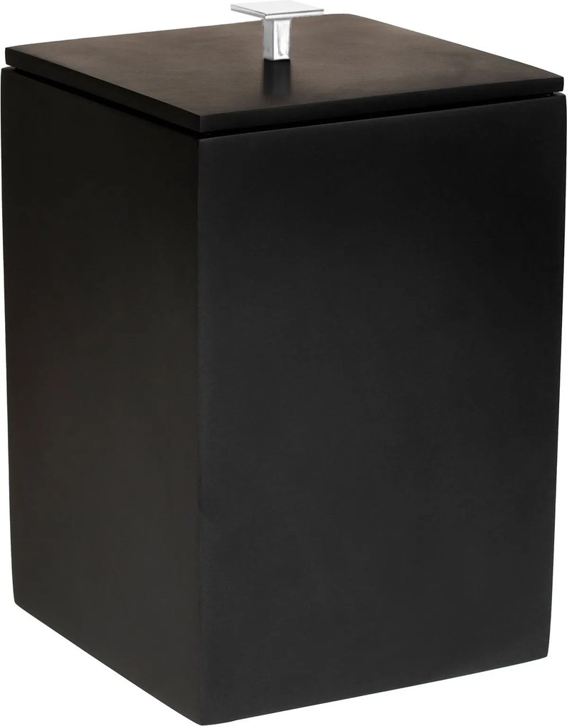 Lixeira de Piso Resina Preto Fosco Cromado