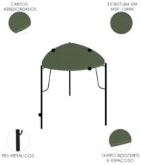 Mesa Lateral Para Sala Pés Metálicos Kit 2 Blen Musgo/Preto I06 - Mpoz