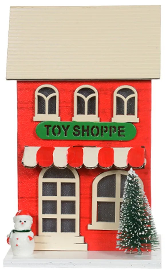 Casinha Decorativa de Natal com Led Vermelho 17x10x9 cm F04 - D'Rossi