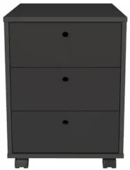 Gaveteiro Escritório 60cm Rodízios 3 Gavetas New Preto - Artany