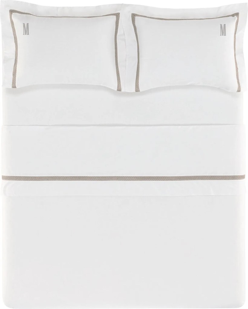 Jogo de Cama Trussardi Cetim 300 Fios Morelli Branco e Marrone King