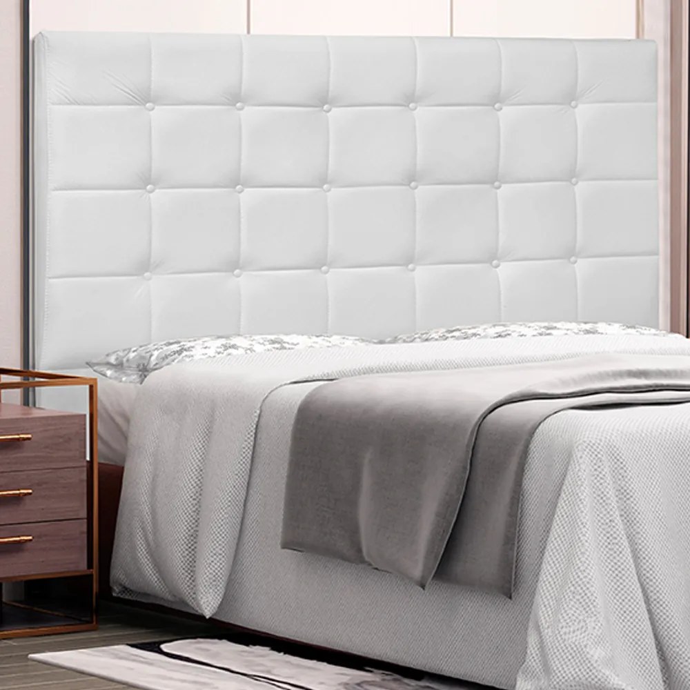 Cabeceira Decorativa King Size 1,95M Tropea PU Branco G63 - Gran Belo