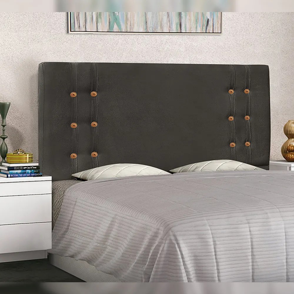 Cabeceira Decorativa 1,40M Kors Suede Cinza G63 - Gran Belo