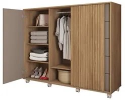 Cômoda Sapateira Com Rodízios Pegasus Buriti/Fendi - Caemmun