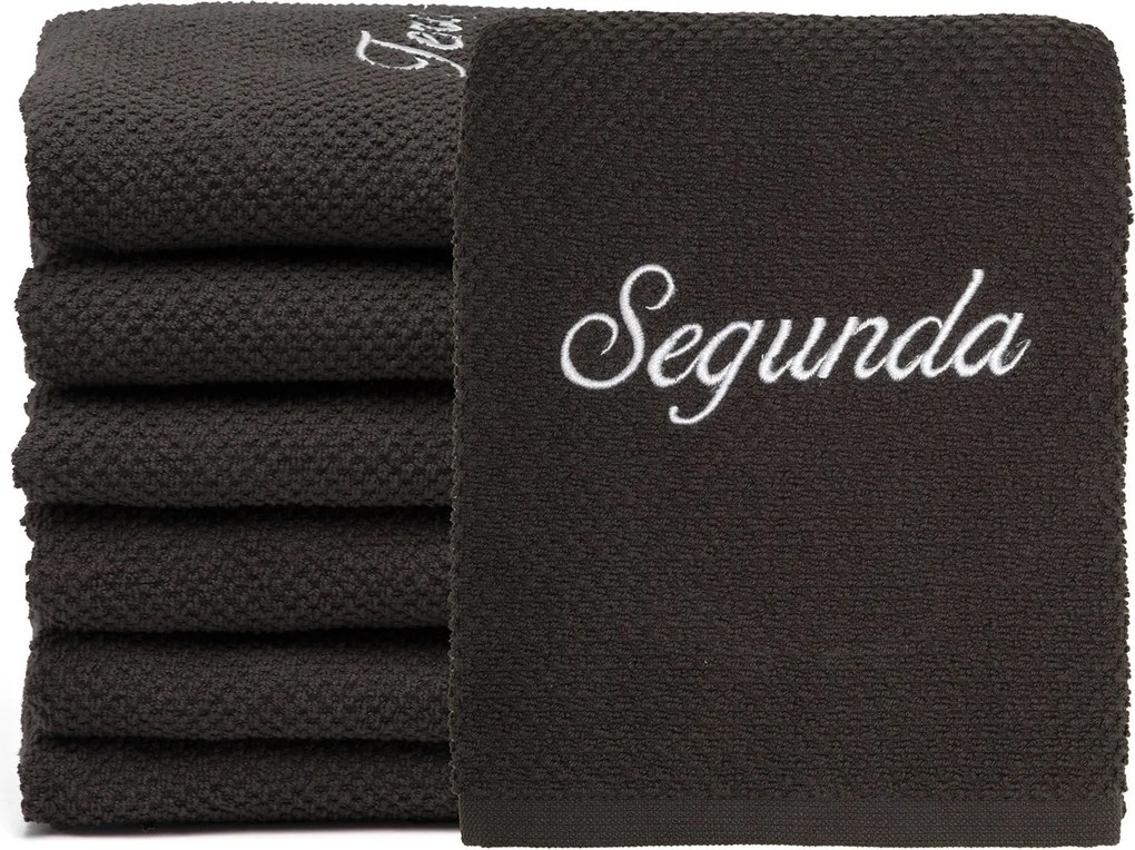 Kit 7 Panos de Prato Prime 100% Algodão Dias da Semana - Cinza Grafite Grafite