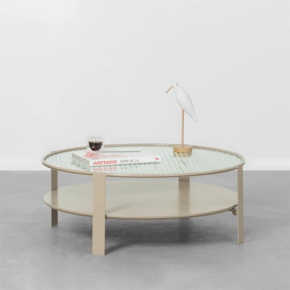 Mesa de Centro Glas Vidro e Areia - 80x80cm