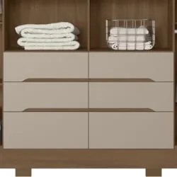 Guarda Roupa Casal 216cm 6 Portas Alabama Carvalho/Fendi Z17 - Mpozena