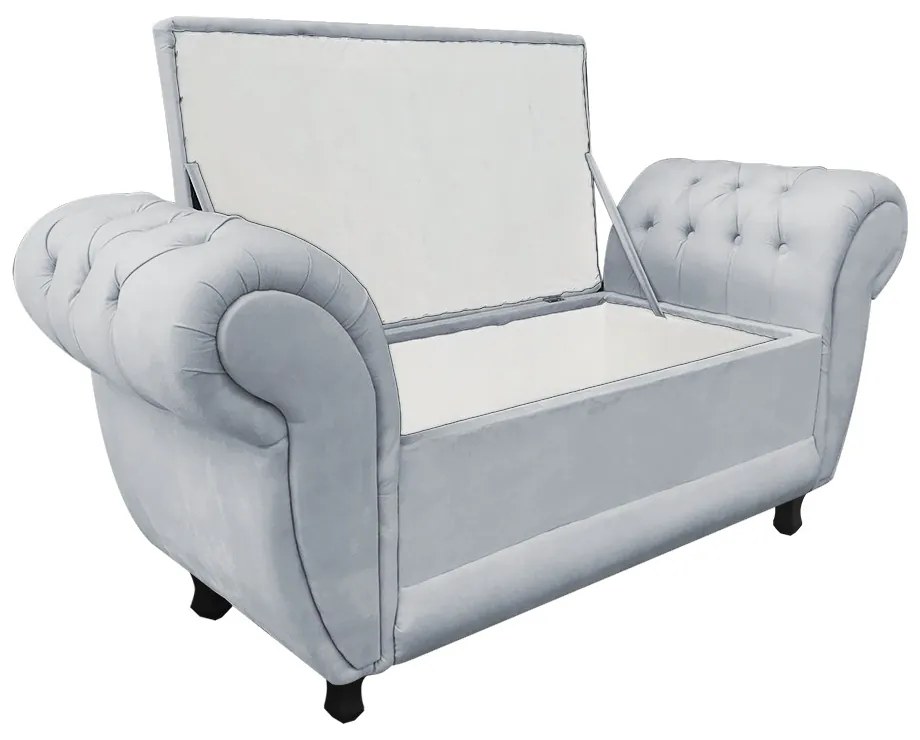 Recamier com Baú Grécia Namoradeira Calçadeira Suede - D'Rossi - Cinza