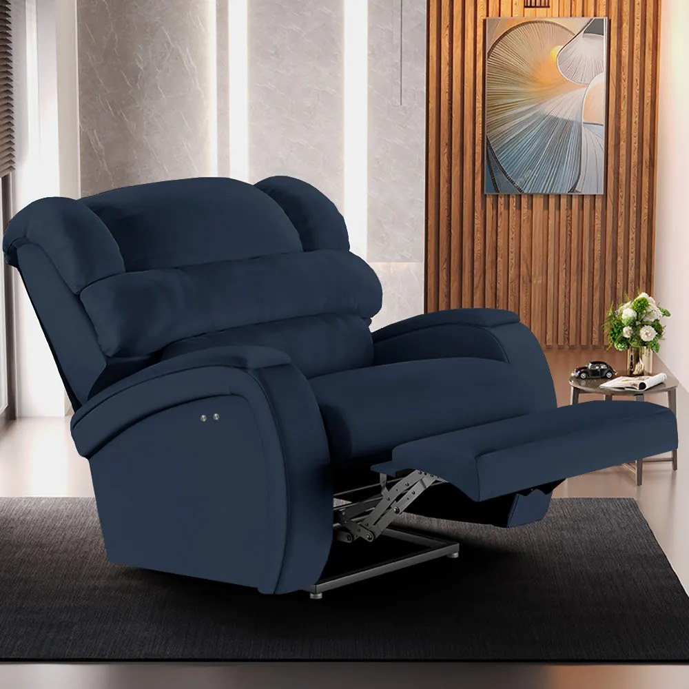 Poltrona do Papai Reclinável Napoli Power Touch Massagem PU FH1 - D'Rossi - Azul