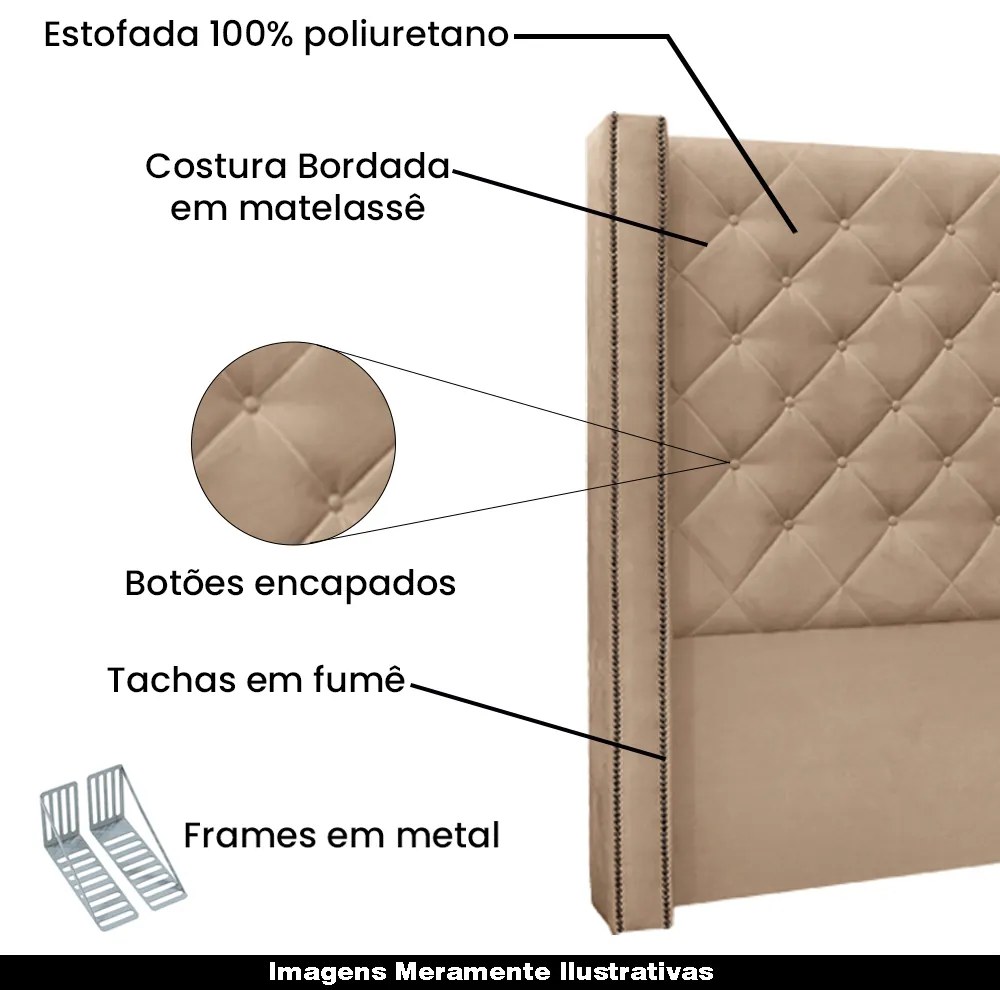 Cabeceira Decorativa Queen Size 1,84M Loewe Suede Bege G63 - Gran Belo