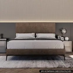 Cama Casal 145cm Pés Metálicos Elisa S05 Veludo Marrom - Mpozenato