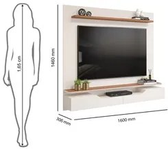 Painel Para Tv Até 60 Pol. 2 Portas Levi D04 Off White/Freijó - Mpozen