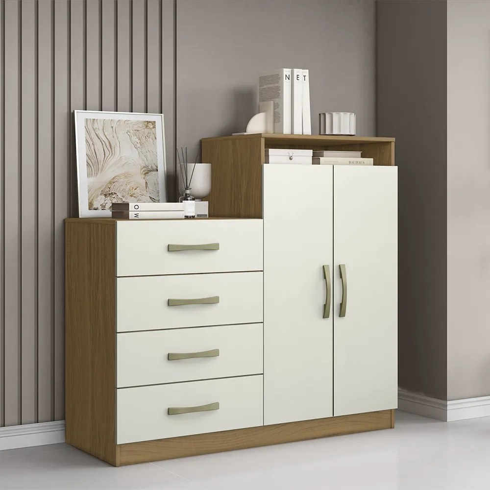 Cômoda Quarto 2 Portas Sapateira 120cm Elára Atacama/Off White A09 - D'Rossi