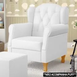 Poltrona de Amamentação com Pés de Madeira Lucy Z39 Sintético Branco -