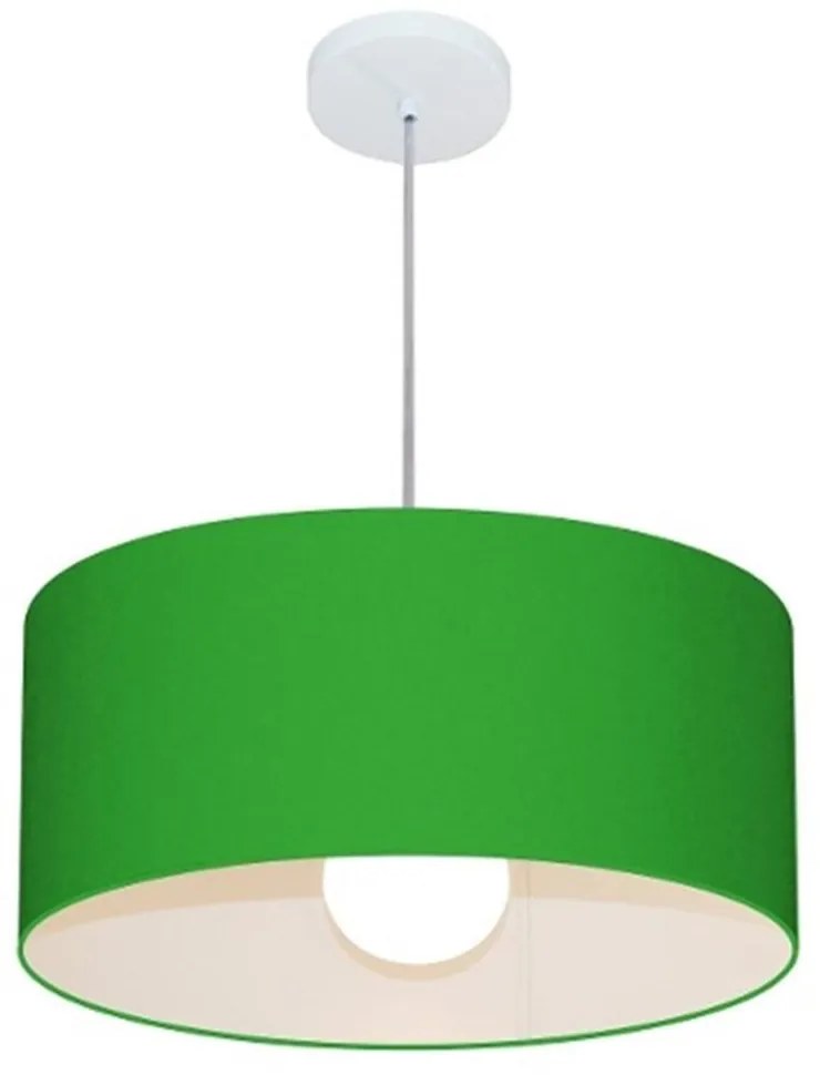 Lustre Pendente Cilíndrico MD-4052 Cúpula em Tecido 50x21cm Verde Folha - Bivolt