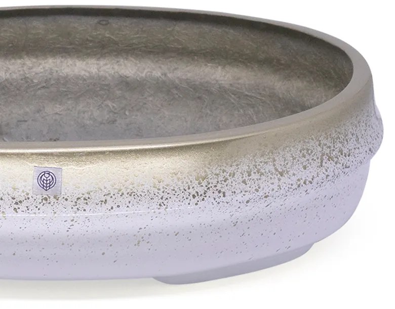 Vaso Bacia Decorativo Osaka Branco Gold Vietnamita 11,5x44x36 Cm - D'Rossi