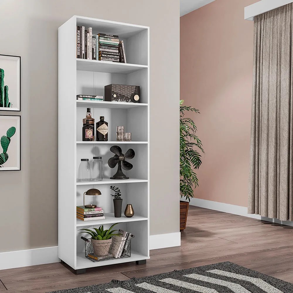Estante de Livros para Escritório Home Office Alf Branco Texturizado G47 - Gran Belo