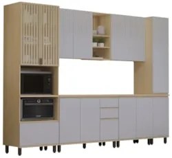 Armário de Cozinha 6 Peças CP05 e Tampo Pierre Carvalho/Cinza L01 - Mp