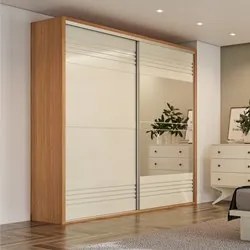 Guarda Roupa Casal com Espelho 223cm 2 Portas 100% MDF TW602E Freijó/O
