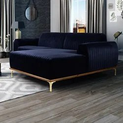 Sofá 350cm 6 Lugares com Chaise Direito Pés Gold Molino C-287 Veludo M