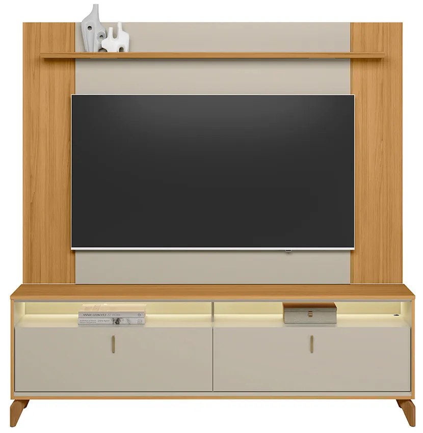 Conjunto Painel Extensível Rack 180cm LED Tremonti/Duarte TV até 55 Tauari/Off White G77 - Gran Belo