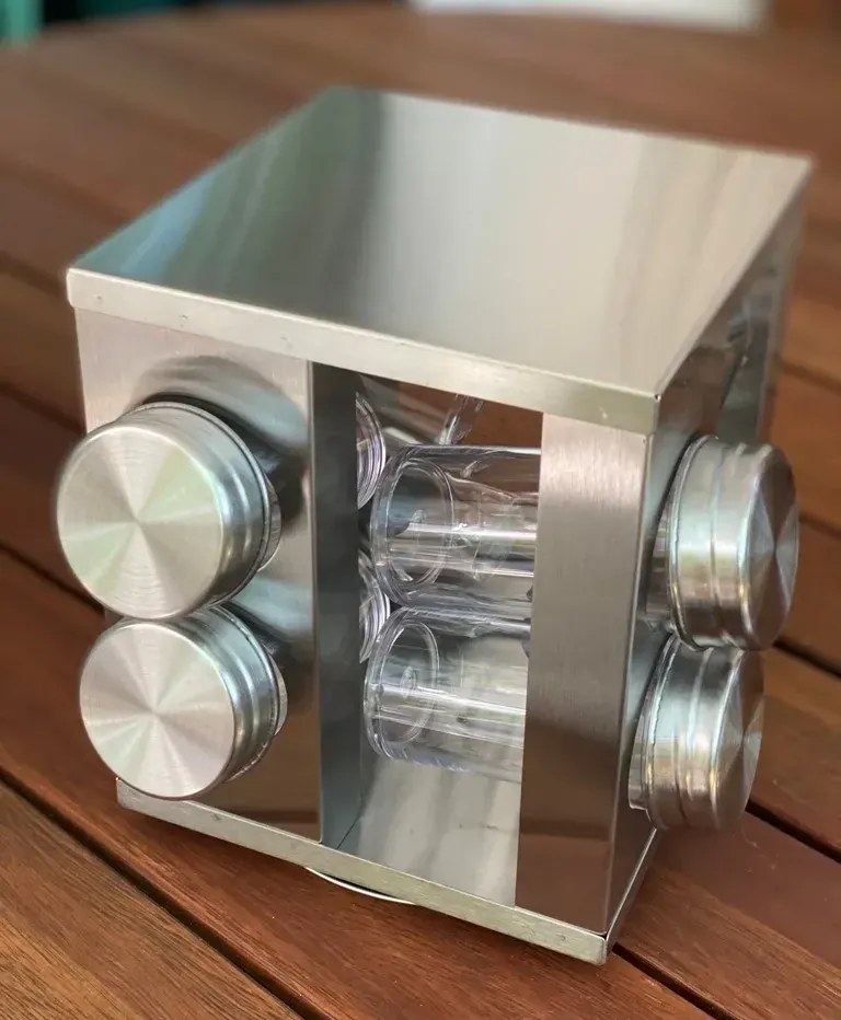 Porta Condimentos Giratório Inox 8 Peças