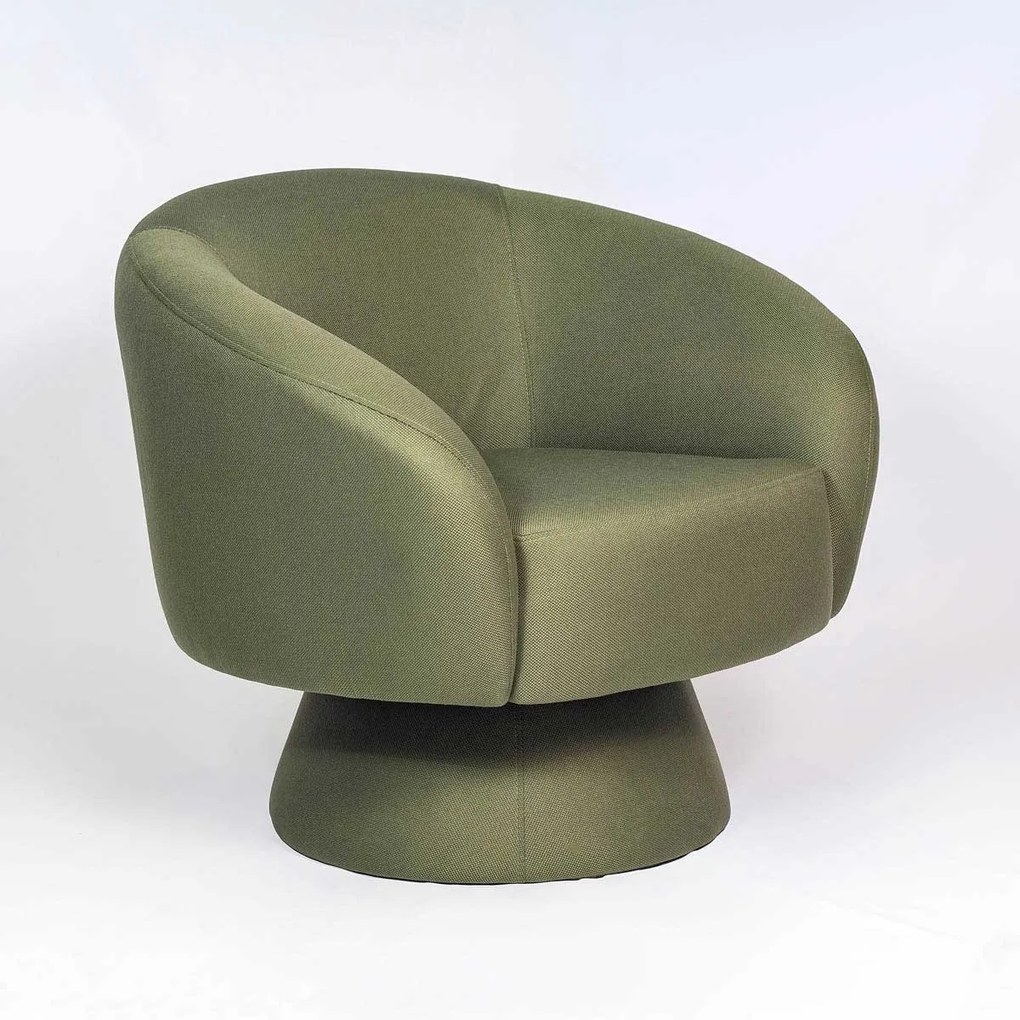 Poltrona Giratória Hyllis Estofada Base Cônica Revestida Design Sustentável