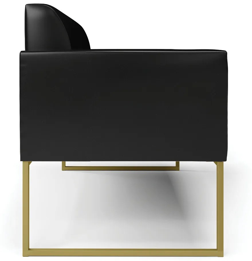 Sofá Namoradeira Base Industrial Dourado Marisa Corano D03 - D'Rossi - Preto