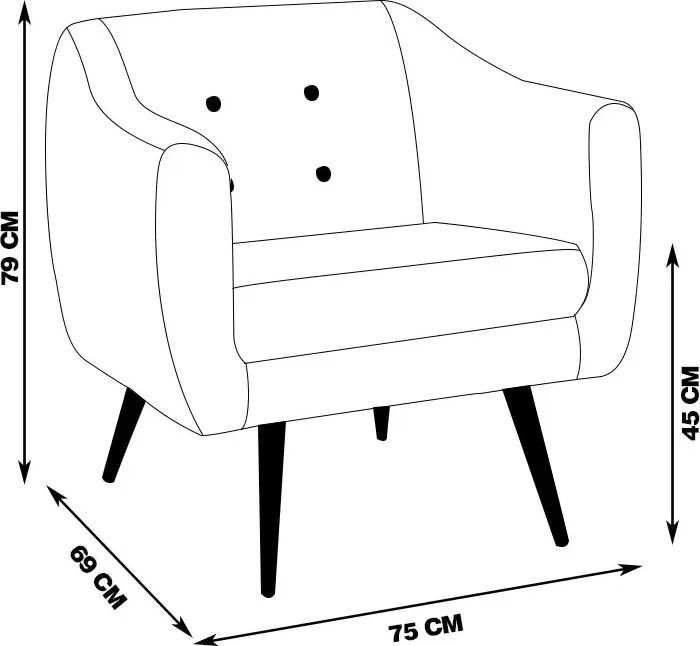 Kit 2 Poltronas Decorativas Cuddle Sala de Estar com Botonê e Pés Palito Veludo Rosa G17 - Gran Belo