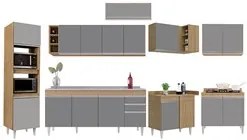 Armário de Cozinha Modulada de Canto 9 Peças CP06 Balcão com Pia Inox