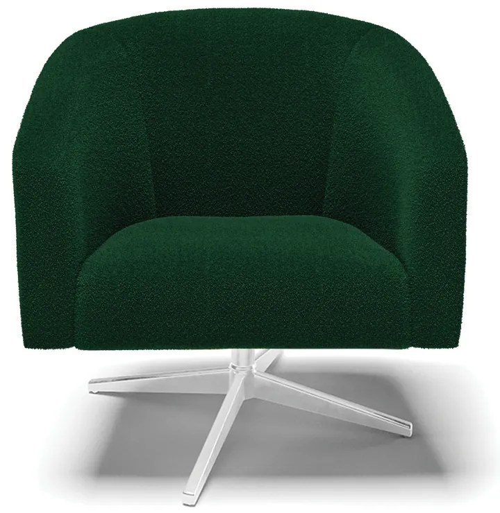 Poltrona Decorativa Giratória Cromada Stella Bouclê D03 - D'Rossi - Verde