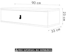 Penteadeira Suspensa 90cm 1 Gaveta Quarto Lila Branco Z49 - Mpozenat