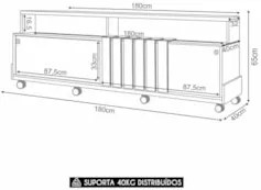 Rack Bancada de TV 70 Pol 180cm Graci Castanho/Off White - HB Móveis