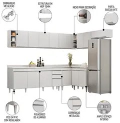 Armário de Cozinha Modulado de Canto 8 Peças CP25 Balcão sem Tampo Bra