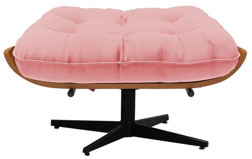 Puff Giratório Costela Suede Base Giratória Preto - D'Rossi - Rose