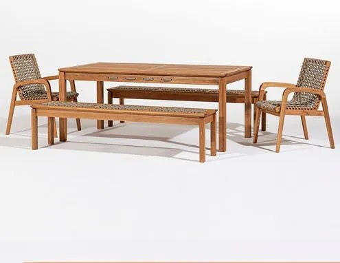 Conj. Trama Mesa 8 Lugares Jatobá Corda Rami 180cm - 78598 Sun House