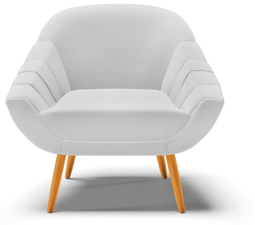 Kit 02 Poltronas Giovana Linho Cinza A05 Pés Palito Castanho - Indo Decorar