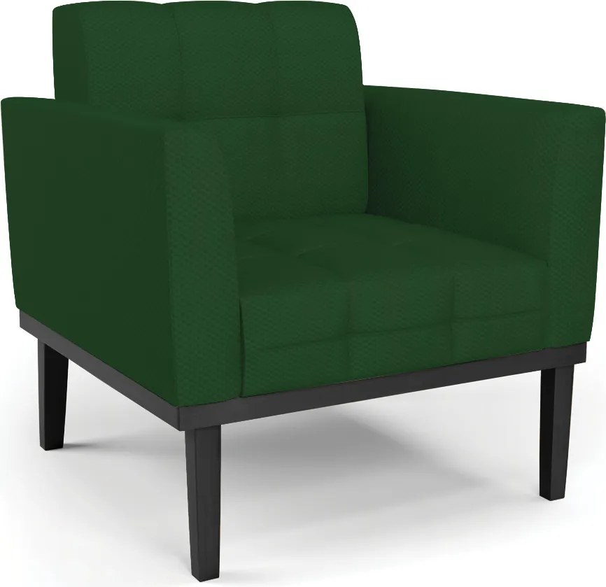 Poltrona Decorativa Karen Pés Fixo em Madeira Preto Veludo Verde Esmeralda G19 - Gran Belo