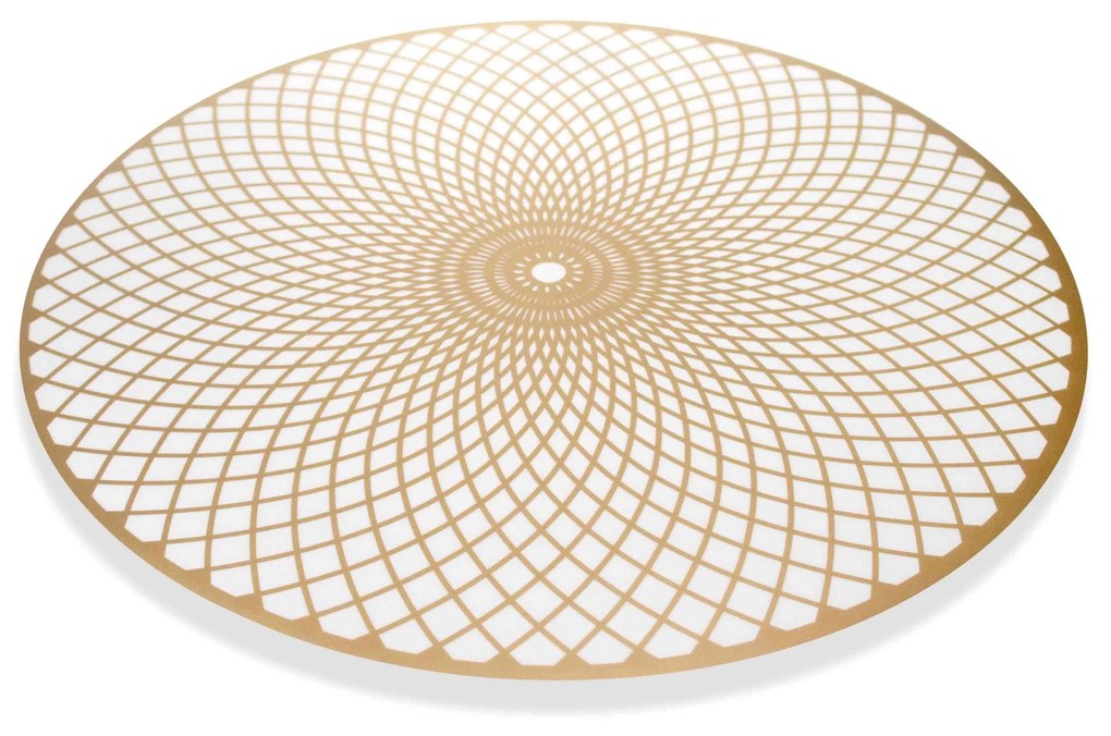 Jogo Americano Redondo de Plástico Mandala Dourado 38 cm - D'Rossi