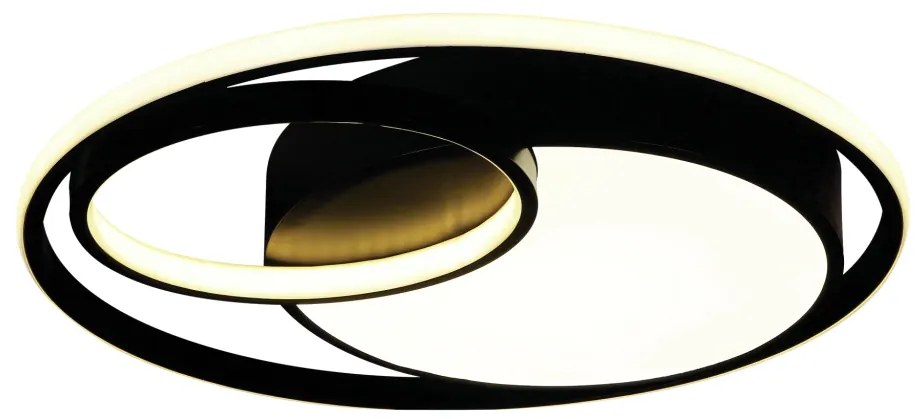 Plafon Argos Redondo Com Aros Ø50X06Cm Led 56W 3000K Bivolt Preto - Us... (Preto)