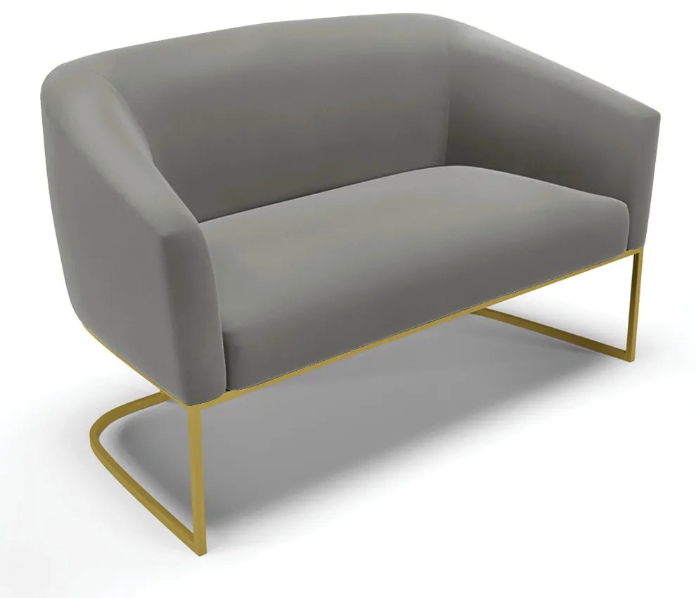 Namoradeira e Poltrona Base Industrial Dourado Stella Suede D03 - D'Rossi - Grafite