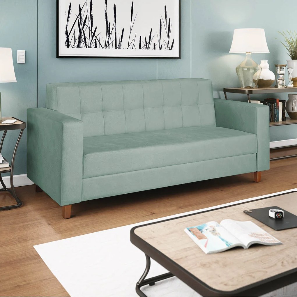 Sofá 2 Lugares Denver Suede Azul Tiffany - ADJ Decor