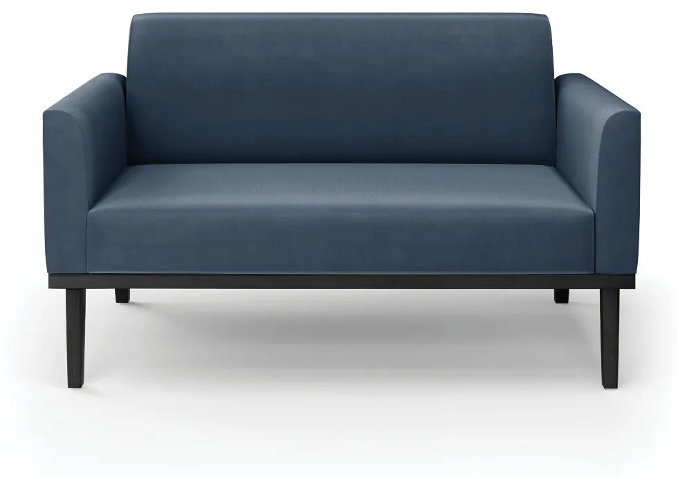 Sofá Namoradeira Base de Madeira Fixa Preto Marisa Suede  D03 - DRossi - Azul Marinho