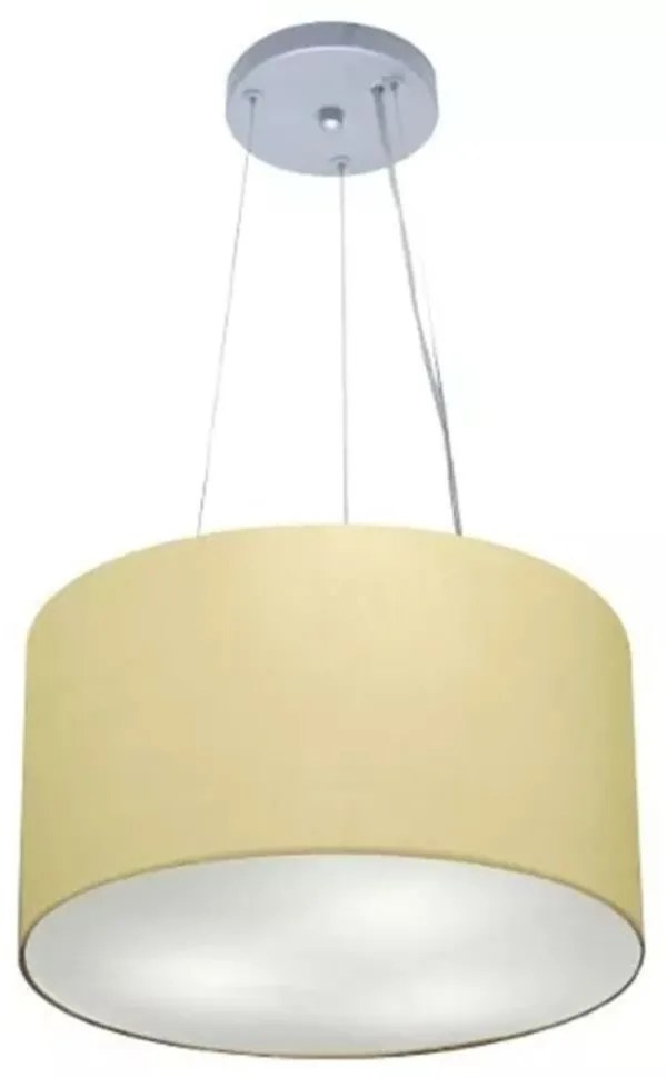 Lustre Pendente Cilíndrico Md-4009 Cúpula em Tecido 40x21cm Algodão Crú - Bivolt
