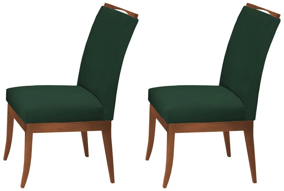 Conjunto 2 Cadeiras Sala de Jantar Lana Aveludado Verde