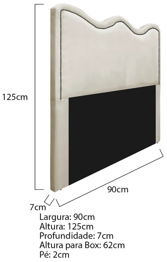 Cabeceira Solteiro Bari P02 90 cm para cama Box Linho - ADJ Decor