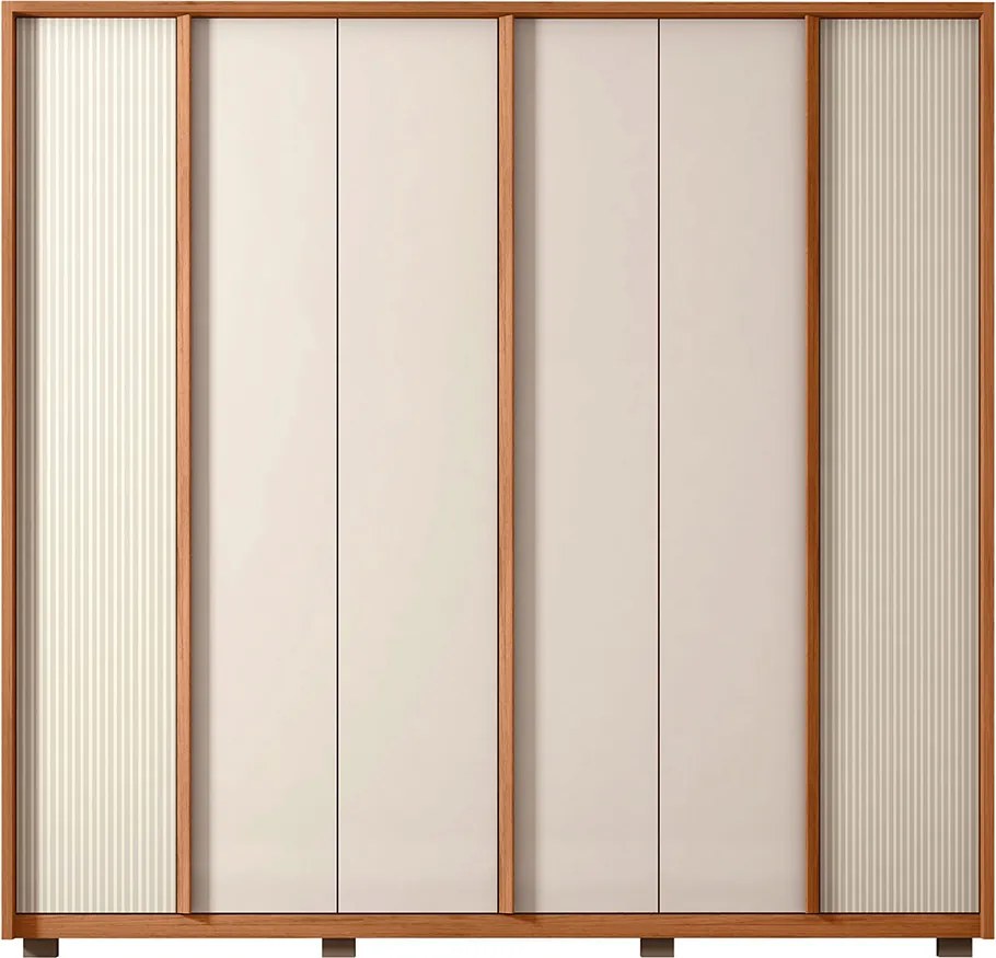 Guarda Roupa Santi Ripado com 6 Portas 4 Gavetas em MDF Freijo/OffWhite G11 - Gran Belo